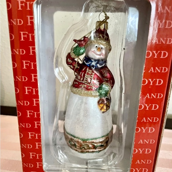 Fitz & Floyd Christmas Blown Glass Ornament Snowman New - Picture 6 of 10